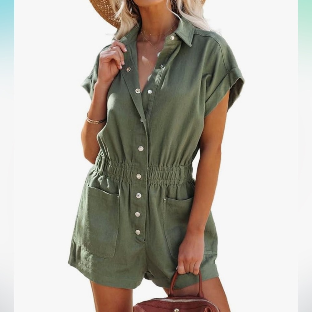Dokotoo Women's Summer Trooper Utility Cargo Rompers
Short Sleeve